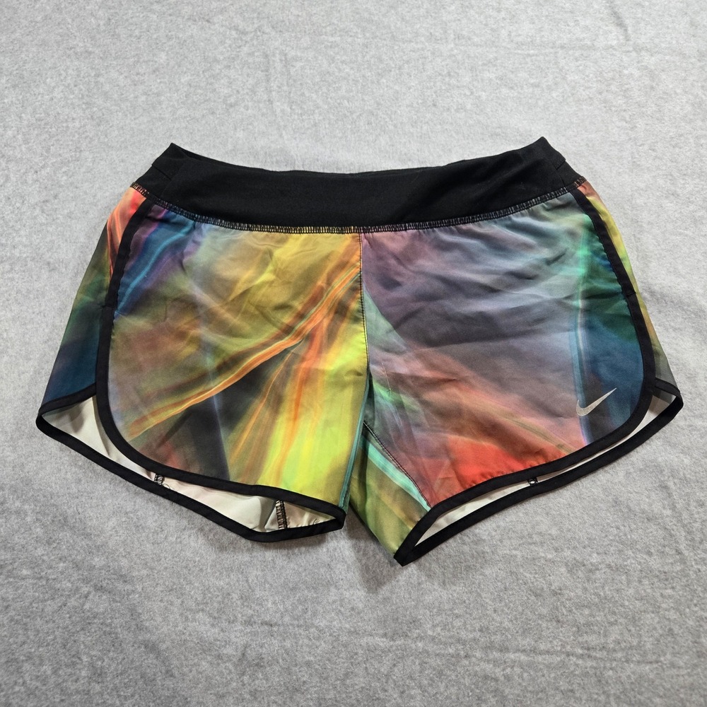 Nike Dri-FIT Womens Running Shorts Multi-Color Abstract Print 846995-701 Large